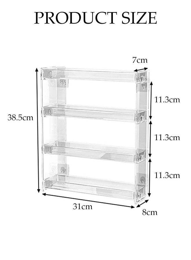 DUNISO 4 Tier Wall Mounted Bathroom Rack,Hangable Cosmetic Display Cases,Large Capacity Bathroom Organizer,Detachable Plastic Makeups Organizer,Not Easily Deformed, Sturdy and Durable,Suitable for Living Room, Kitchen, Bathroom - Image 2