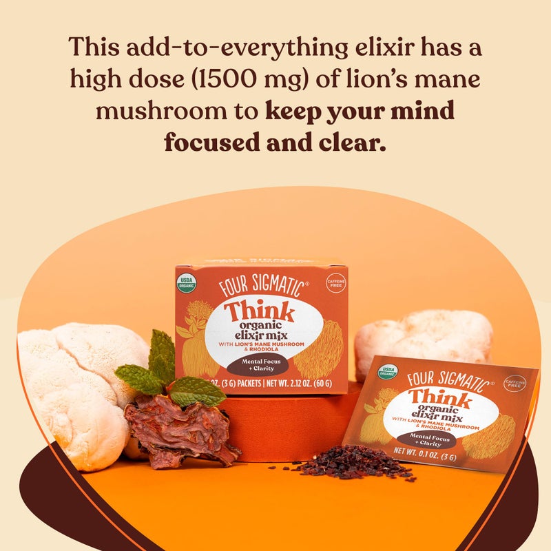Four Sigmatic Lion's Mane Focus Elixir Mushroom Coffee Alternative | Organic Lion's Mane Mushroom Powder, Rhodiola & Rose Hips | Immune & Memory Support | Paleo | Pack of 20 - Image 3