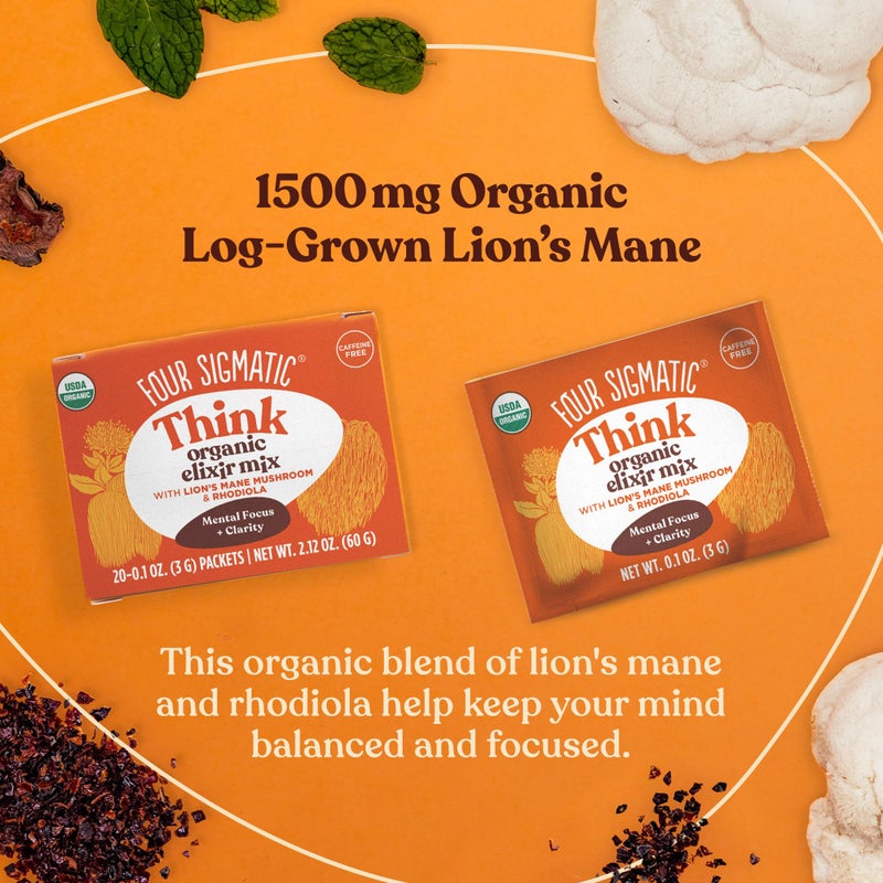 Four Sigmatic Lion's Mane Focus Elixir Mushroom Coffee Alternative | Organic Lion's Mane Mushroom Powder, Rhodiola & Rose Hips | Immune & Memory Support | Paleo | Pack of 20 - Image 4