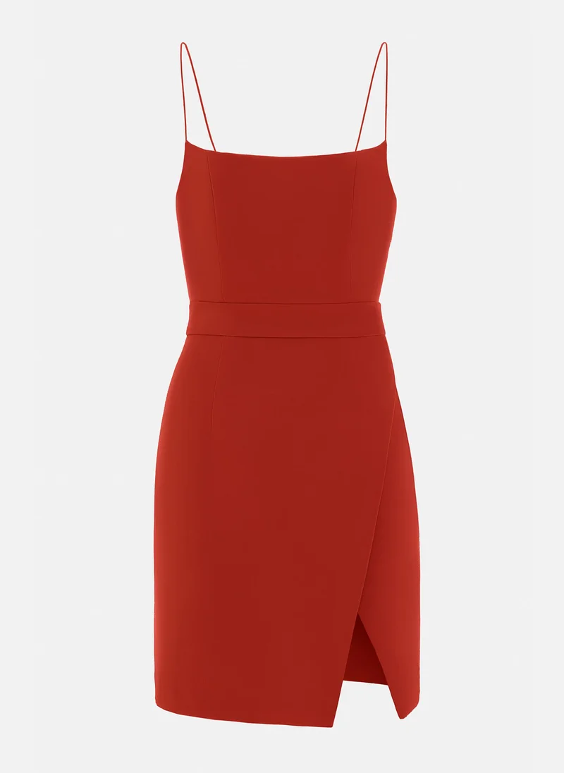 Lichi Thin strap front-slit mini dress