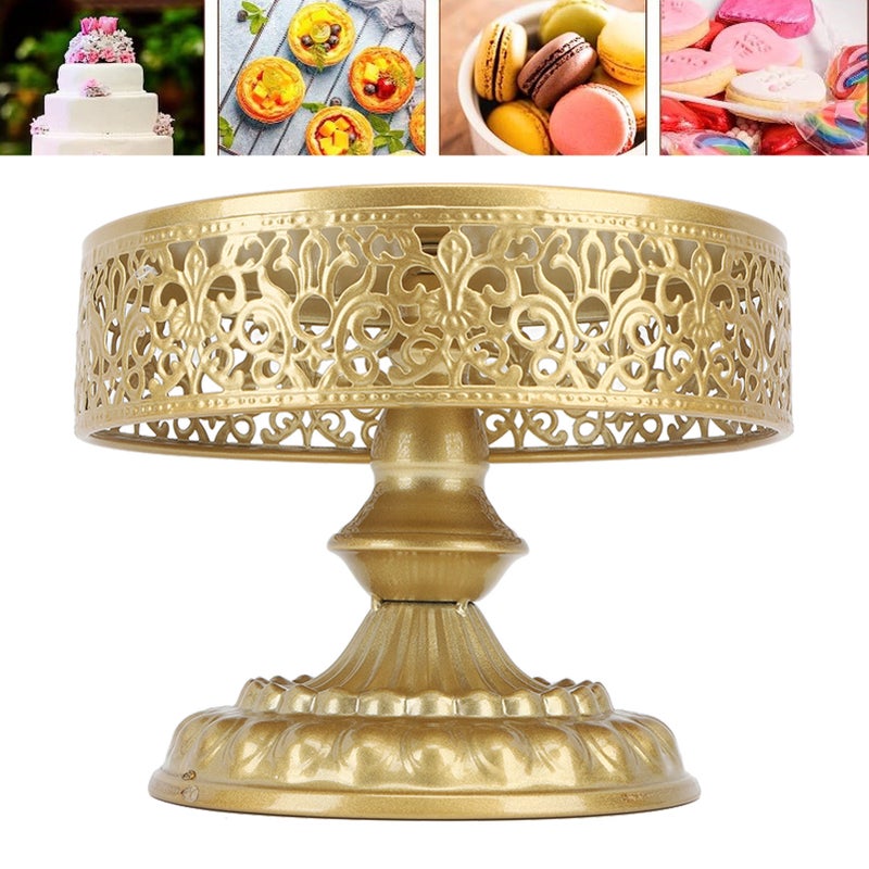 Dessert Stand Golden Cake Holder Lace Design Easy Assembly Round Treat Display for Party S - Image 3