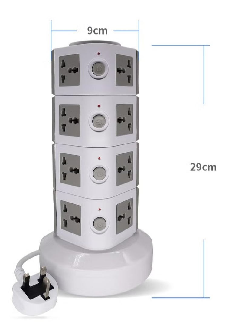 ELTRAZONE Universal Vertical Tower Power Strip – 4-Layer Multi-Socket with 2 USB Ports, Surge Protector Charging Station (110V-250V), Ideal for Global Use  - Image 3
