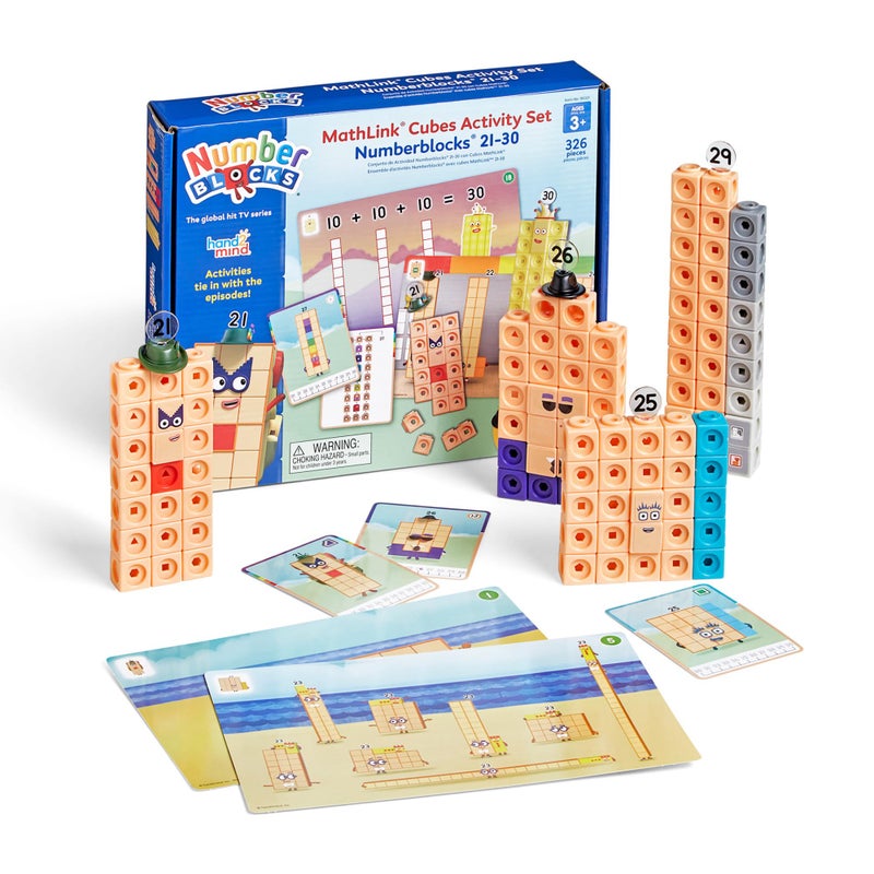 hand2mind hand2mind MathLink Cubes Numberblocks 21-30 Activity Set, 20 Preschool Learning Activities, Counting Blocks, Linking Cubes, Educational Toys for Kids, Number Games, Math Manipulatives Kindergarten  - Image 1