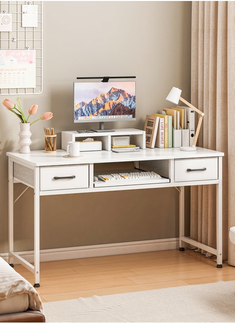 Work Desk with Storage Drawer,  Home Office Desk with Keyboard Tray, Writing Desk with Monitor Stand, Modern Gaming Study Desk for Home Office