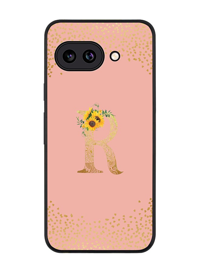 Stylizedd For Google Pixel 9a Case,Slim fit Camera Protection, Shockproof Thin Phone cover  - Custom Floral Monogram - R  (Rose Pink )