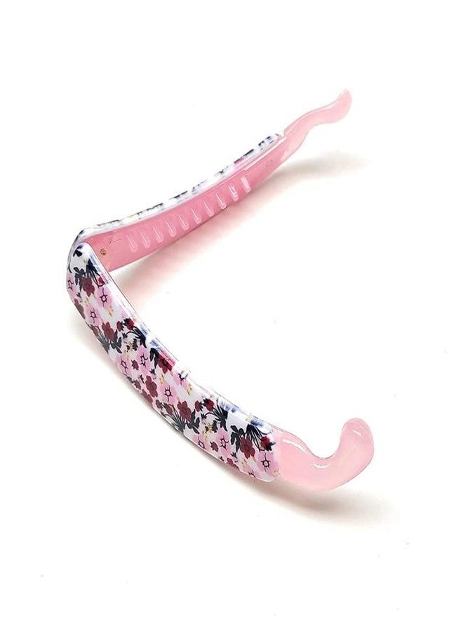 بيردوير مشابك شعر بيردوير كبيرة الحجم متعددة الألوان مصنوعة من مادة الأكريليك المطاطية المستوردة على شكل موزة للنساء (متعددة الألوان) | مشابك شعر (عبوة من 3 قطع مطبوعة) - Image 2