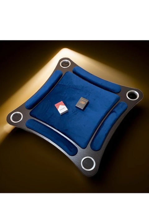 Wooden Curved Floor Card Game Table with Cup Holders  Family & Friends Game Night Table