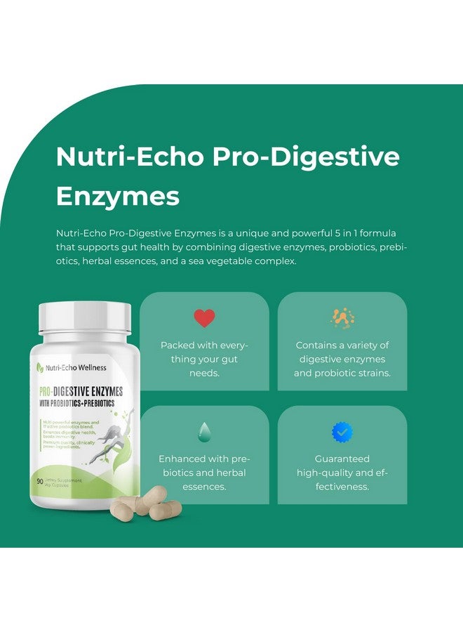 Nutri-Echo Wellness 900mg Blend of 16 Digestive Enzymes,17 Probiotics,5 Plants Complex with Natural enzymes, and 3 Sea Vegetables for Digestive & Gut Health, Bloating&Meal Time Discomfort-90 Capsules - Image 3