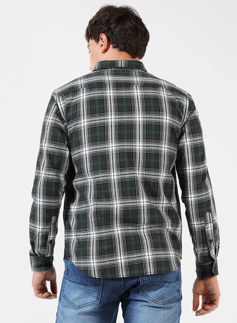CAHOOT  Men's Green Checkered Regular Fit Casual Shirt for Men | Best Price UAE