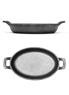 BLACKSTONE Cast Iron Mini Oval Skillet with Wooden Sizzler Plate 18cm  - Image 3