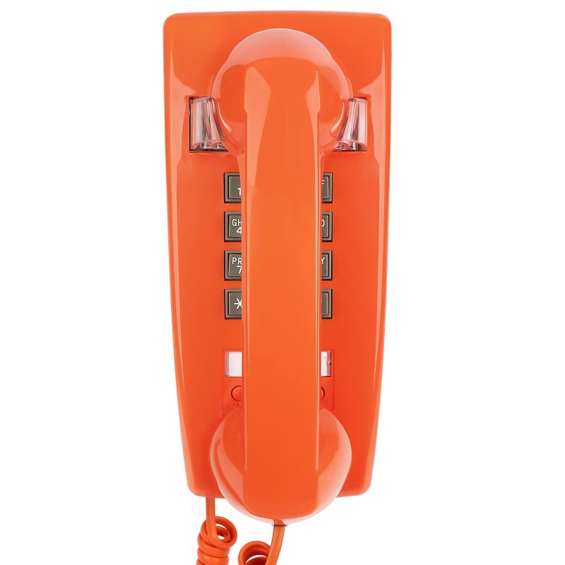 Sangyn Retro Wall Phones for Landline with Loud Mechanical Ringing Vintage Wall Mount Phone with Volume Adjustable Old Fashioned Corded Telephone for Kitchen Home School Hotel Office, Orange - Image 1