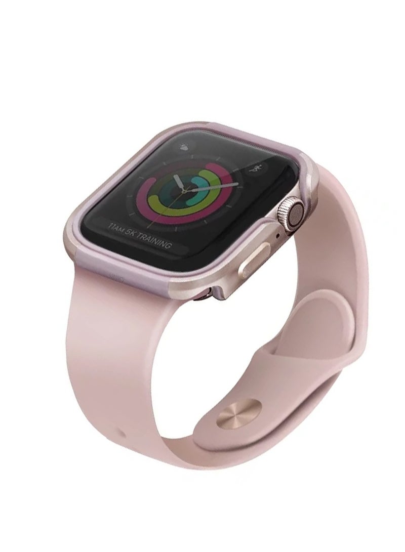 يونيك غطاء ساعة 45 مم ألومنيوم لساعة آبل سلسلة 4/5، UNIQ Valencia - لون وردي ذهبي خفيف - Image 4