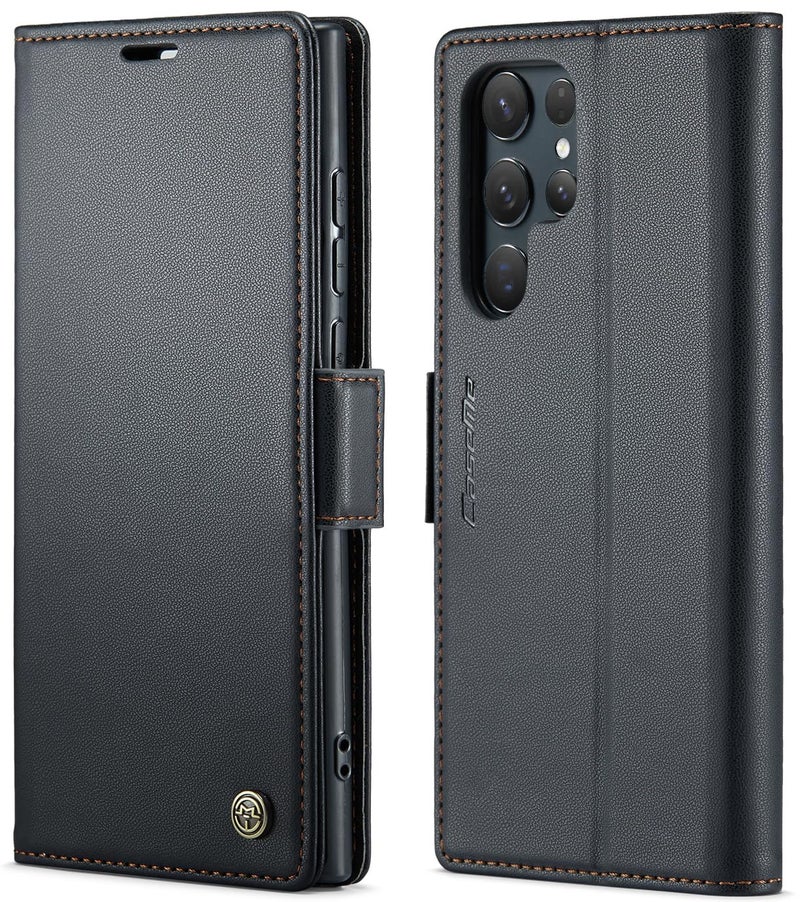 SINIANL Samsung Galaxy S24 Ultra Wallet Case with RFID Blocking, Samsung S24 Ultra Case Wallet for Women Men Card Holder Magnetic Clasp Kickstand Leather Book Folio Case for Galaxy S24 Ultra Black - Image 1