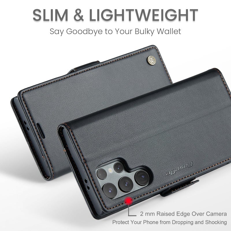 SINIANL Samsung Galaxy S24 Ultra Wallet Case with RFID Blocking, Samsung S24 Ultra Case Wallet for Women Men Card Holder Magnetic Clasp Kickstand Leather Book Folio Case for Galaxy S24 Ultra Black - Image 5