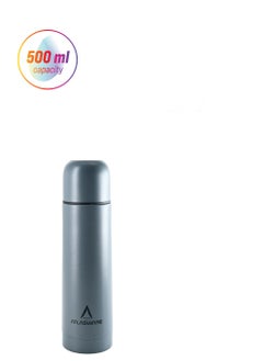 Atlasware Water bottle with a capacity of 500 ml, a stainless steel water bottle with two types of lid and a cup that keeps cold for 33 hours and keeps heat for 20 hours, Dark Grey  - Image 1