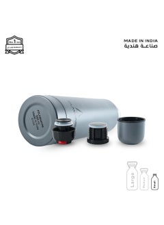 Atlasware Water bottle with a capacity of 500 ml, a stainless steel water bottle with two types of lid and a cup that keeps cold for 33 hours and keeps heat for 20 hours, Dark Grey  - Image 4