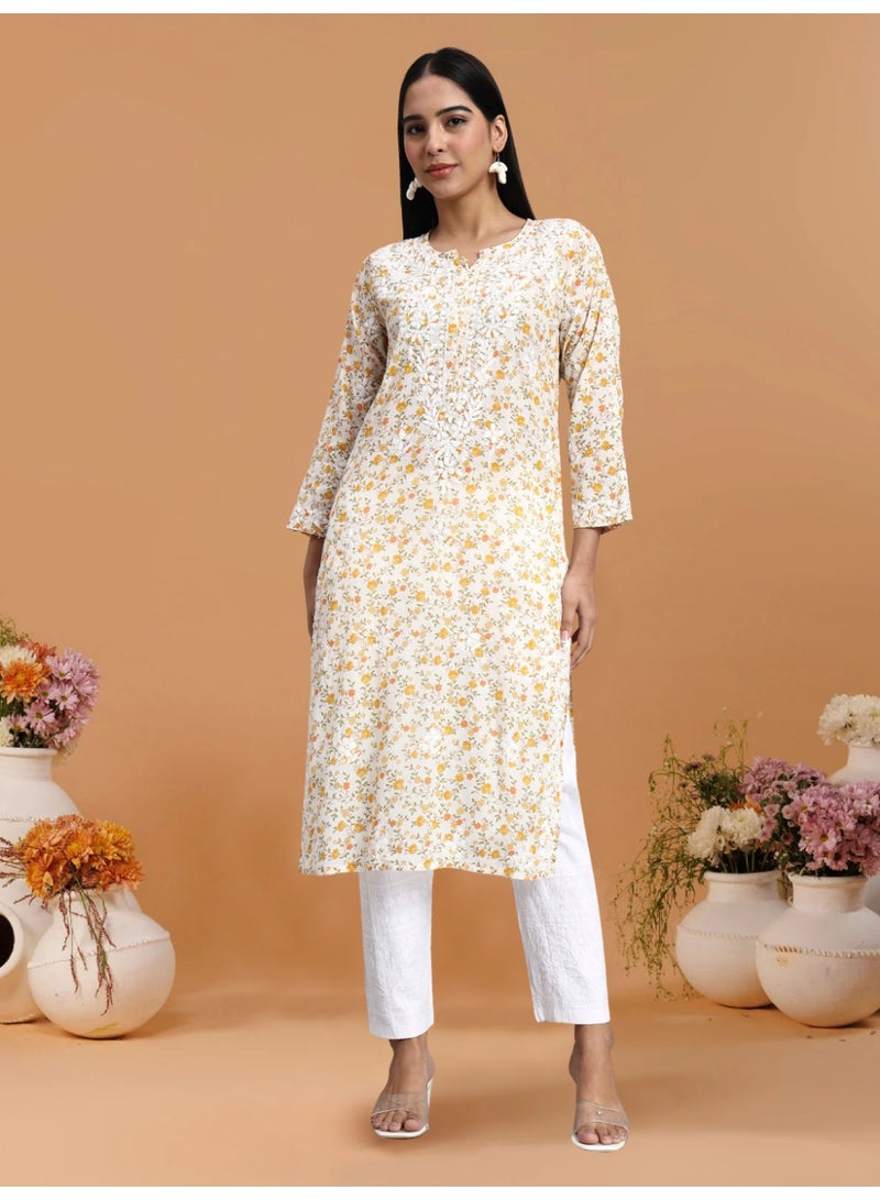 Alaya Hand Embroidered Chikankari Cotton Kurta-AL4105 - Image 2
