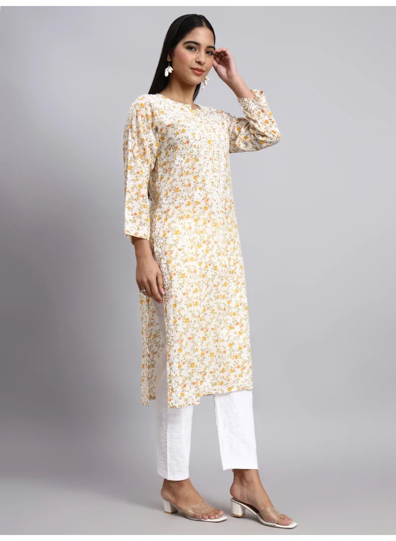 Alaya Yellow Hand Embroidered Chikankari Cotton Kurta-AL4105 for Women | Best Price UAE