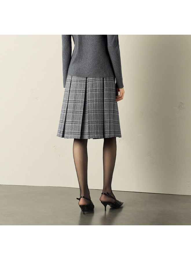Yanyee Gray Plaid Autumn High-waist Slim A-line Short Skirt For Women , Gray Plaid, XL - Image 2