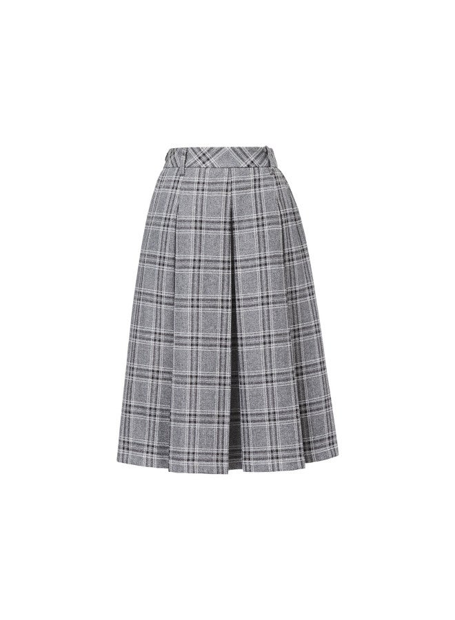 Yanyee Gray Plaid Autumn High-waist Slim A-line Short Skirt For Women , Gray Plaid, XL - Image 3