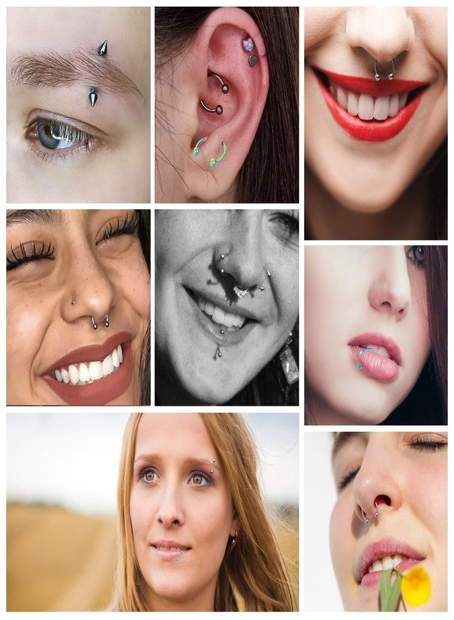 يوليف ٣٢ قطعة من حلقات الحاجز الأنفي، حلقة ثقب على شكل حدوة حصان مقاس ١٨ للنساء والرجال، مجموعة متنوعة من المقاسات من حلقات الأنف على شكل حدوة حصان المصنوعة من الفولاذ الجراحي، حلقة ثقب الحاجز الأنفي على شكل حدوة حصان، حلقة ثقب الحاجب، حلقة ثقب الشفة - Image 5