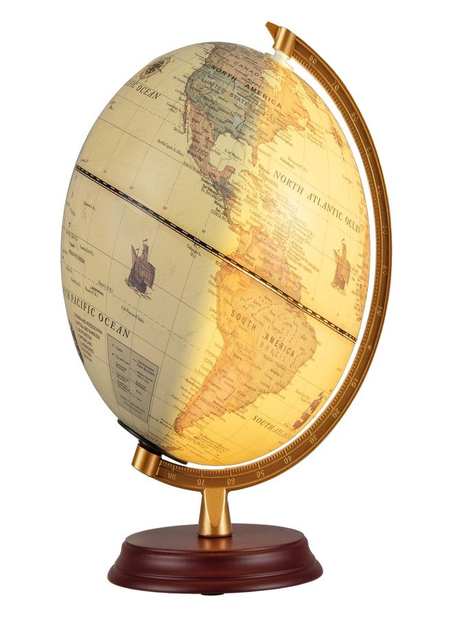 Goplus 8 Inch Illuminated World Globe, Night Light up Globe Lamp with Wooden Stand and HD Map for Adults Home Office, Desktop Decoration (Bronze) - Image 1