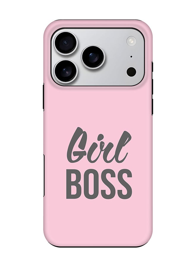 Stylizedd Tough Pro Magnetic Case for iPhone 17 Pro, Dual Layer hybrid PC + TPU Mobile Cover Matte - Girl Boss (Pink) - Image 1