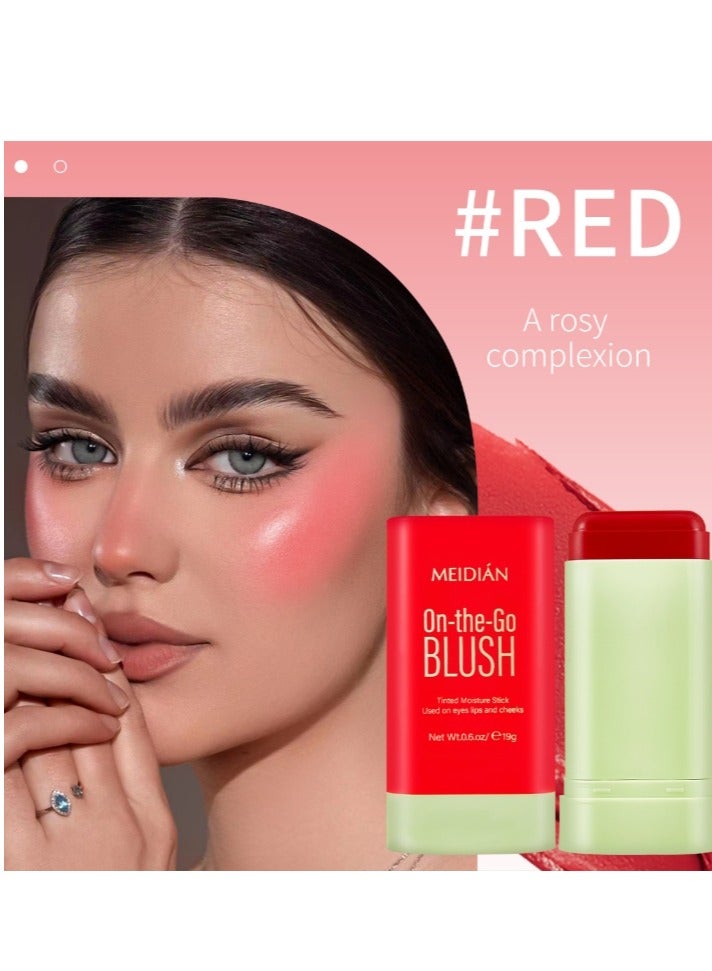 Meidián On The Go Blush,Blush Stick Blush Makeup Wand, Cream Blush For Cheeks Tint,Long-Wearing,Natural-Looking Face Foundation Bright Peach Blusher for Daily Wear 3D Red - Image 1