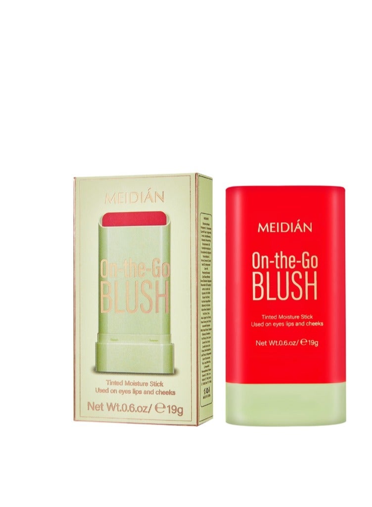 Meidián On The Go Blush,Blush Stick Blush Makeup Wand, Cream Blush For Cheeks Tint,Long-Wearing,Natural-Looking Face Foundation Bright Peach Blusher for Daily Wear 3D Red - Image 3