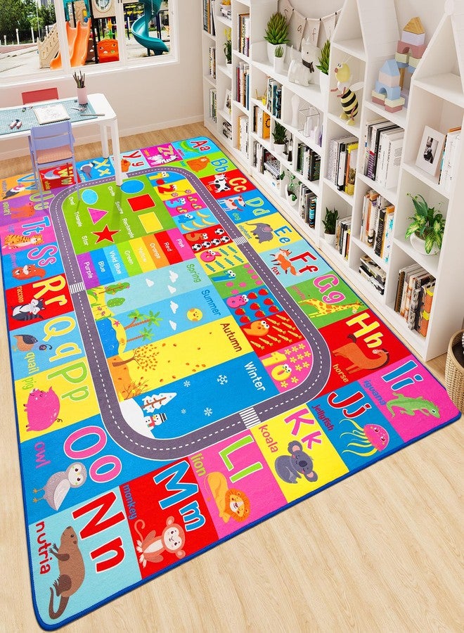 HOMORE Kids Educational Rug, 5x7 Kids Collection Area Rug for Learning Alphabet, Numbers, Colors, Season and Animal Words, Playmat for Classroom Playroom - Image 3