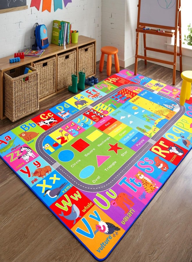 HOMORE Kids Educational Rug, 5x7 Kids Collection Area Rug for Learning Alphabet, Numbers, Colors, Season and Animal Words, Playmat for Classroom Playroom - Image 4