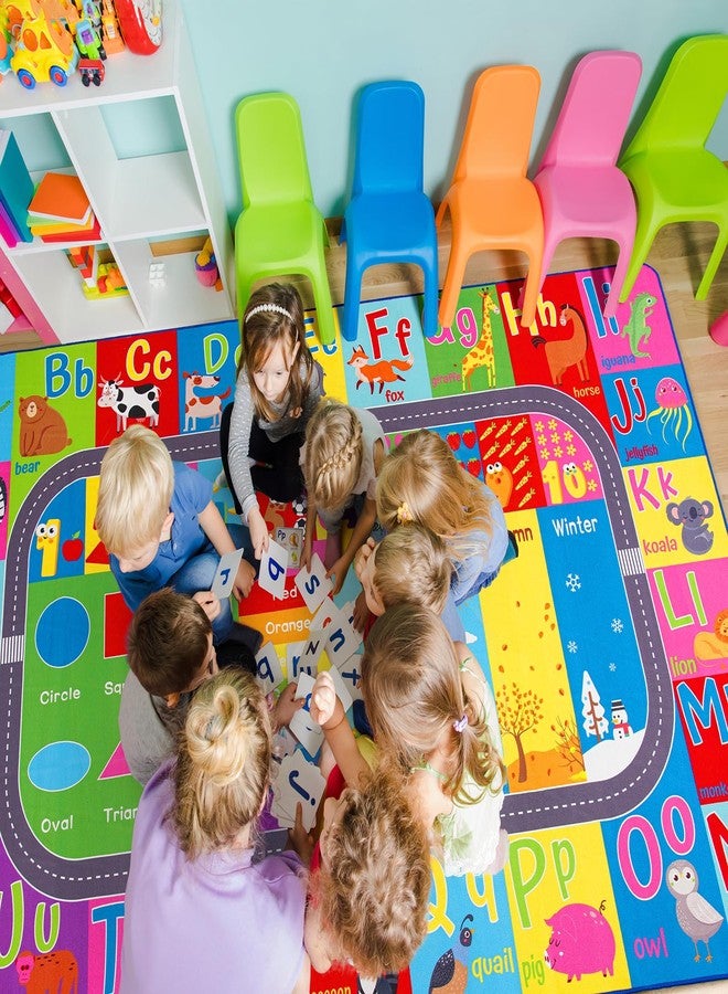 HOMORE Kids Educational Rug, 5x7 Kids Collection Area Rug for Learning Alphabet, Numbers, Colors, Season and Animal Words, Playmat for Classroom Playroom - Image 2