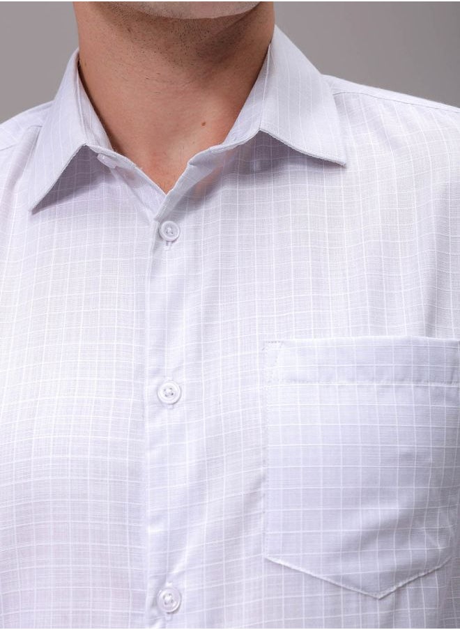 The Indian Garage Co Men Slim Fit Checkered Full Sleeves Cutaway Collar Formal Shirt  - Image 5