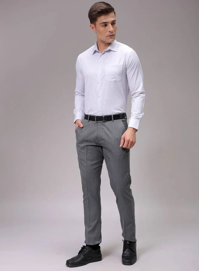 The Indian Garage Co Men Slim Fit Checkered Full Sleeves Cutaway Collar Formal Shirt