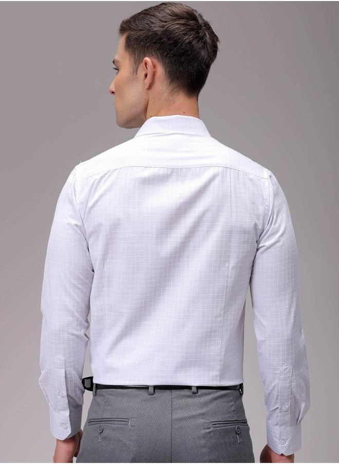 The Indian Garage Co Men Slim Fit Checkered Full Sleeves Cutaway Collar Formal Shirt  - Image 4