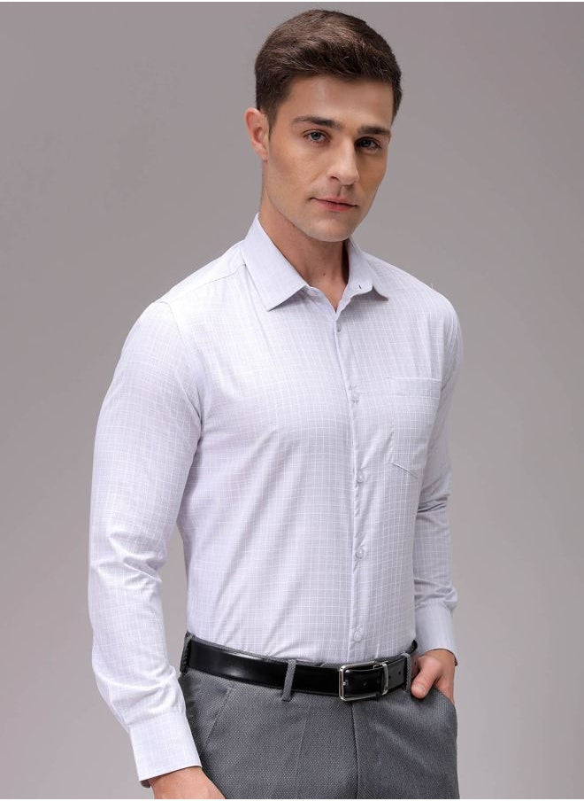 The Indian Garage Co Men Slim Fit Checkered Full Sleeves Cutaway Collar Formal Shirt  - Image 3