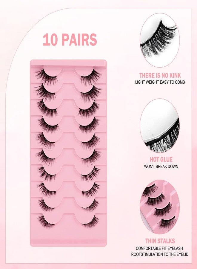 Tecokart® 10 Pairs Half Eye Lashes for Women，Natural Cat mink Lashes Accent Corner Blend 3/4 False Eyelashes Fluffy - Image 5