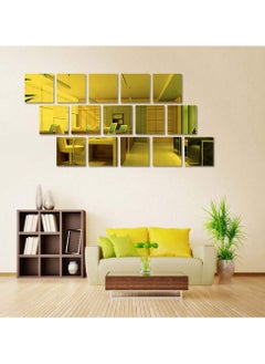 Excefore Square Acrylic Mirror Sticker Sheet, 15Pieces 6in Self Adhesive Mirror Wall Decor, Non Glass Mirror Tiles Mirror Stickers for Wall for Bathroom Living Room Bedroom (Gold)  - Image 3