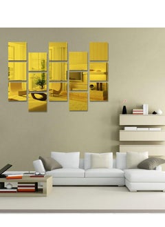 Excefore Square Acrylic Mirror Sticker Sheet, 15Pieces 6in Self Adhesive Mirror Wall Decor, Non Glass Mirror Tiles Mirror Stickers for Wall for Bathroom Living Room Bedroom (Gold)  - Image 4
