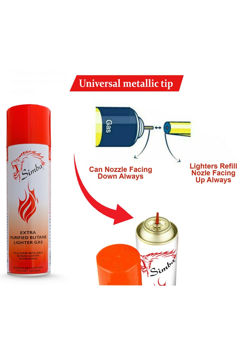 Simba 12-Pieces Extra Purified Butane Lighter Gas 250ml  - Image 3