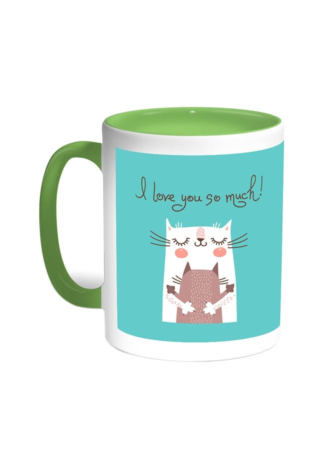 RYN I Love You So Much Printed Coffee Mug Green/White 11ounce