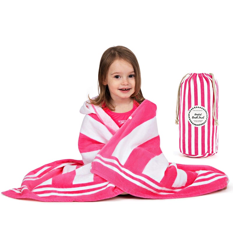 Oak letters Premium Hooded Beach Towel for Kids Aged 310  Drawstring Carry Bag Included  Size 30x50  Classic Childrens Beach Towels for Girls and Boys  100 Cotton Kids Beach Towel Starfish Pink 