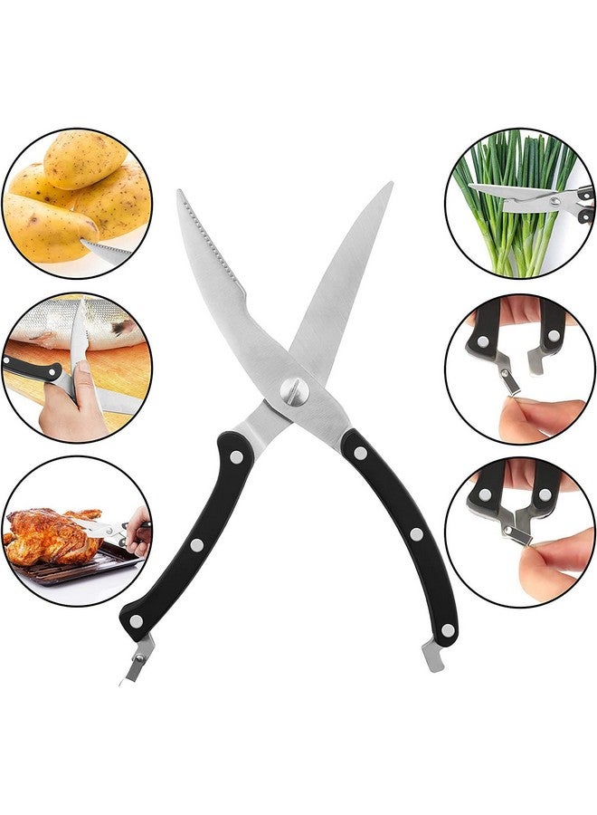 P-Plus International Scissors Heavy Duty Stainless Steel Poultry Shears For Bone, Chicken, Meat, Fish, Seafood, Vegetables. Premium Spring Loaded Food Scissors - Image 2