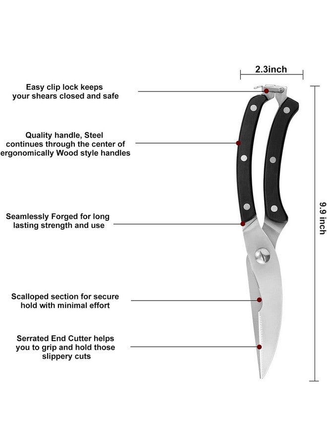 P-Plus International Scissors Heavy Duty Stainless Steel Poultry Shears For Bone, Chicken, Meat, Fish, Seafood, Vegetables. Premium Spring Loaded Food Scissors - Image 5
