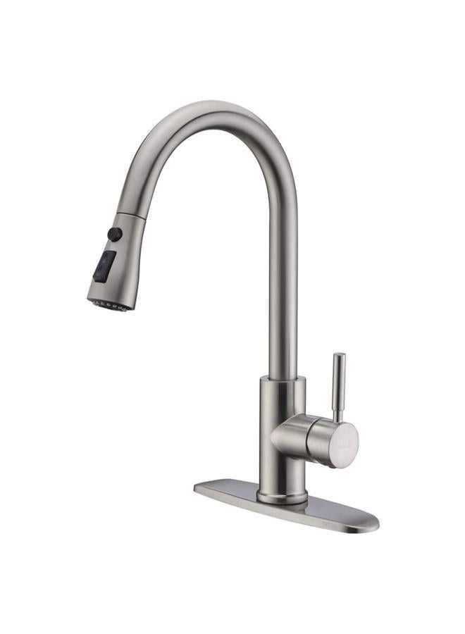 WEWE Single Handle High Arc Brushed Nickel Pull out Kitchen Faucet,Single Level Stainless Steel Kitchen Sink Faucets with Pull down Sprayer - Image 1