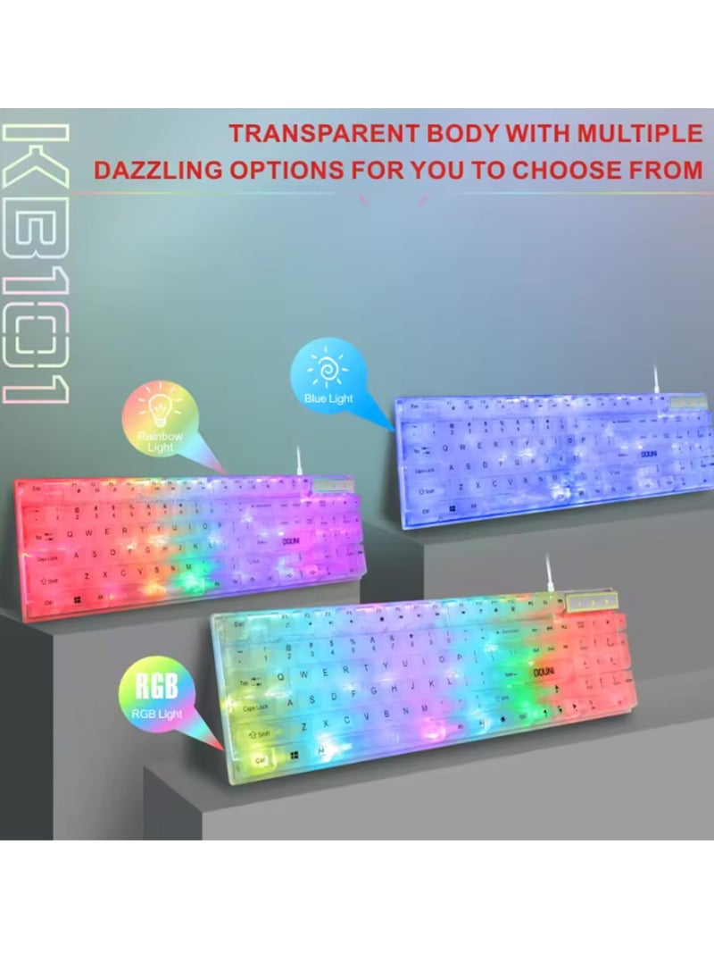 ماركة غير محددة - Douni KB101 لوحة مفاتيح ميكانيكية تعمل باللمس ملونة وتوهج RGB - Image 1