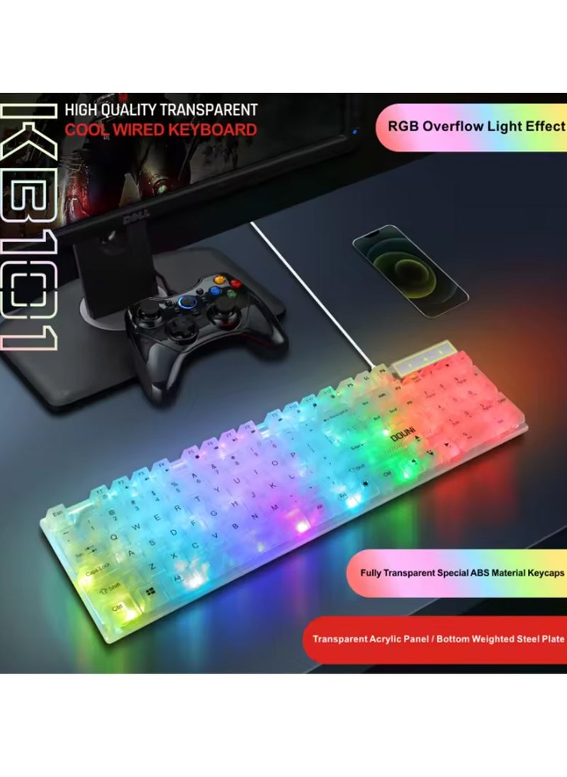 ماركة غير محددة - Douni KB101 لوحة مفاتيح ميكانيكية تعمل باللمس ملونة وتوهج RGB - Image 1