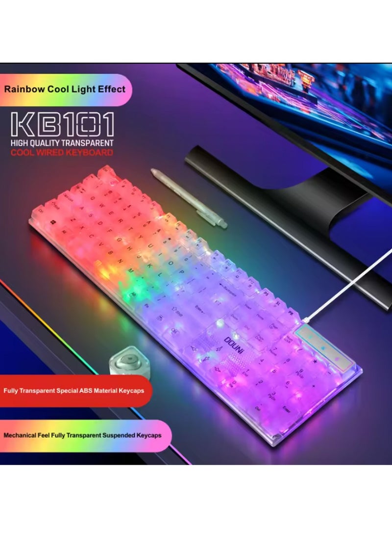 ماركة غير محددة - Douni KB101 لوحة مفاتيح ميكانيكية تعمل باللمس ملونة وتوهج RGB - Image 1