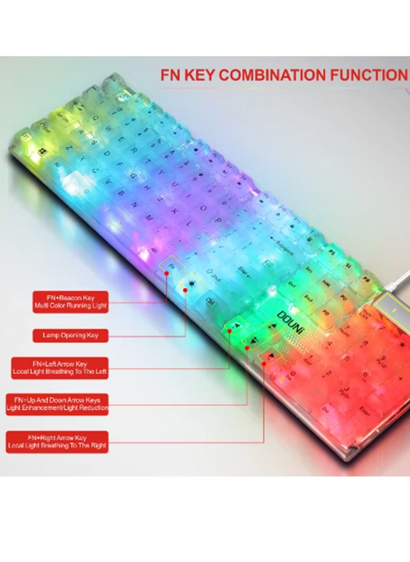 ماركة غير محددة - Douni KB101 لوحة مفاتيح ميكانيكية تعمل باللمس ملونة وتوهج RGB - Image 1