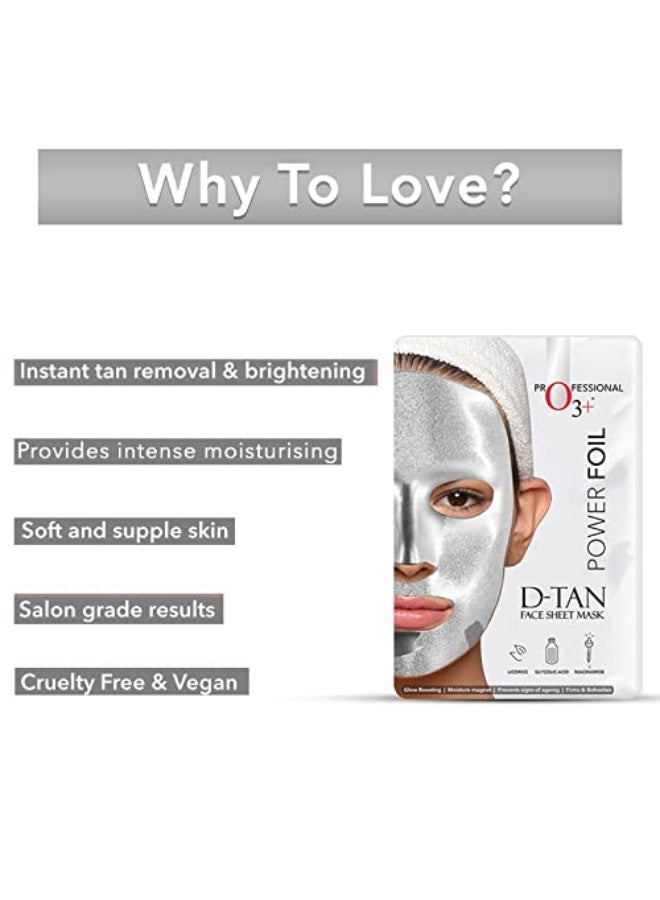 O3+ Power Foil D-Tan Face sheet mask for Skin Brightening Face Mask 20 ml & O3+ Caffeine Bomb Anti Dark Circle Eye Patch & Eye D Tan (single use only) 5G Combo - Image 3